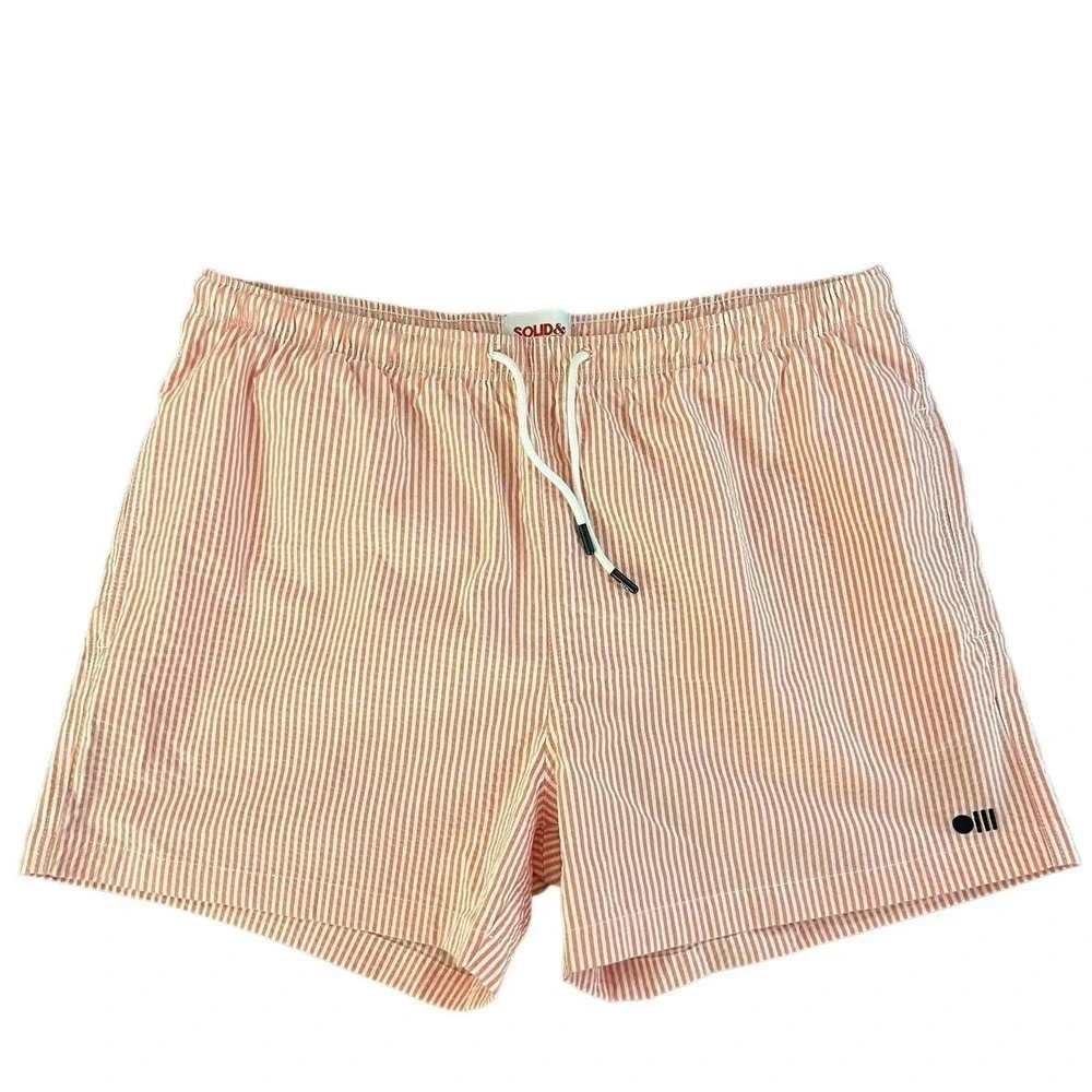 Solid & Striped XXL $125 Classic Swim Trunk Pink Seersucker NWT 4